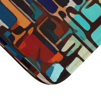Multicolor Abstract  Geometric Shower Curtain, Bath Mat