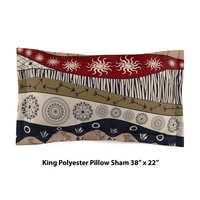 Navy Blue and Maroon African Art Bedding, Cotton or Poly