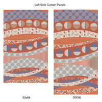 Terracotta and Lavender Abstract Geometric Window Curtains, Left Panels