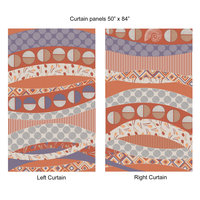 Terracotta and Lavender Abstract Geometric Window Curtains 84" long