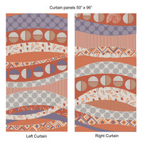 Terracotta and Lavender Abstract Geometric Window Curtains, 96" long