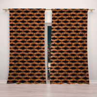 Black & Copper Rustic Boho Window Curtains, Rod Pocket Panels
