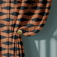 Black & Copper Rustic Boho Window Curtains, Rod Pocket Panels