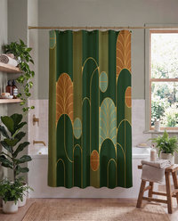 Forest Green Minimalist Art Deco Shower Curtain