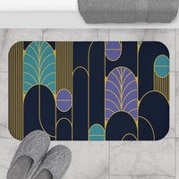 Navy Blue Art Deco Shower Curtain