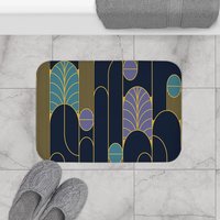 Navy Blue Art Deco Shower Curtain