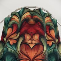 Art Nouveau Floral Shower Curtain top view showing button holes