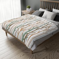 winter forest design blanket in an earthy color palette of tan, brown, sage green and white