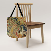 Baroque Tapestry Bag, Parisian Style Woven Tote hanging on a chair.