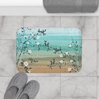 Tropical Beach Shower Curtain, Bath Mat
