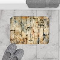 Rustic Sandstone Shower Curtain, Bath Mat