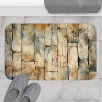 Rustic Sandstone Shower Curtain, Bath Mat