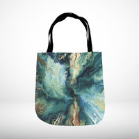Blue Abstract Tapestry Bag, Fluid Art Woven Tote
