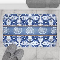 Blue Seashell large bath mat