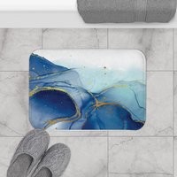 Abstract Blue Marble small bath mat