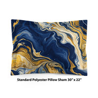 Navy Blue and Gold Abstract Art Bedding, Cotton or Poly