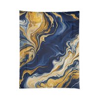 Navy Blue and Gold Abstract Fluid Art twin comforter