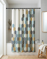 Asymmetric Geometric Shower Curtain Set