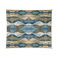 King comforter printed with an abstract watercolor winter landscape