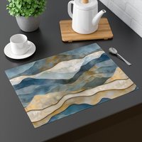 Blue Mountains Cotton placemat on a gray table
