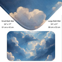 Blue Sky bath mat with Fluffy White Clouds, size chart