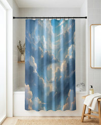 Blue Sky Shower Curtain, Fluffy White Clouds