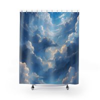 Blue Sky Shower Curtain, Fluffy White Clouds
