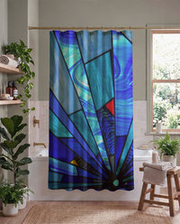 Blue Nautical Stained Glass Shower Curtain