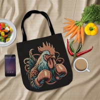 Fighting Cockerel Woven Tapestry Bag flat lay mockup.