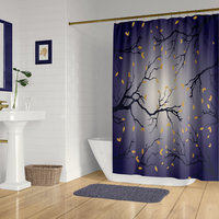 Moonlit Sky Shower Curtain, Navy Blue and Cream Ombré