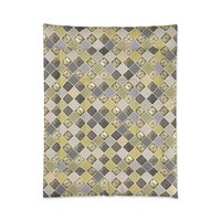 Mustard Yellow Diamond Pattern Bedding, Cotton or Poly
