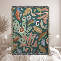 Bold Modern Floral Woven Cotton Blanket