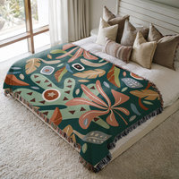 Bold Modern Floral Woven Cotton Blanket