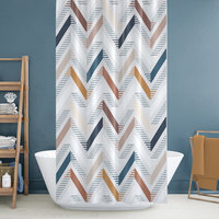 Textured Chevron Geometric Shower Curtain