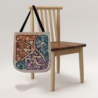 Modern Dancers Woven Tapestry Bag hanging on a chair