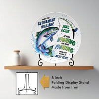 Personalized Coworker Retirement Gift Plate for a Fisherman with Display Stand