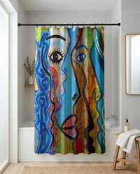 Large Abstract Faces Graffiti Shower Curtain