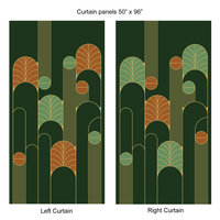 Forest Green Art Deco Rod Pocket Window Curtains 50x96
