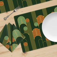 Forest Green Art Deco Table Linen Set
