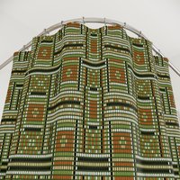 Beadwork Shower Curtain top, Ethnic Tribal Weave Design