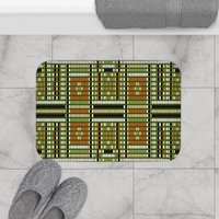 Beadwork bath mat, Ethnic Tribal Weave Design