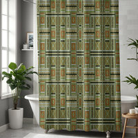 Beadwork Shower Curtain, Ethnic Tribal Weave Design