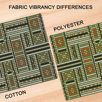 Printed differences between poly and cotton fabric on placemats