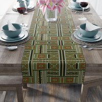 Tribal Beadwork Table Runner, Ethnic Weave Design