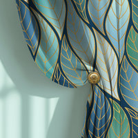 Wavy Ombré Leaves Window Curtains, Rod Pocket Panels