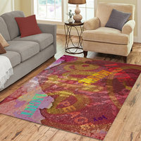 Multicolor Grunge Rug, Distressed Graffiti Art