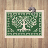 Celtic Tree of Life Rug in green and beige