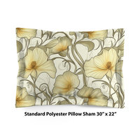 Ivory Flowers Art Nouveau Bedding, Cotton or Poly