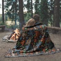 Multicolor Whimsical Animals and Plants Woven Cotton Blanket