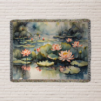 Water Lilies Woven Cotton Blanket